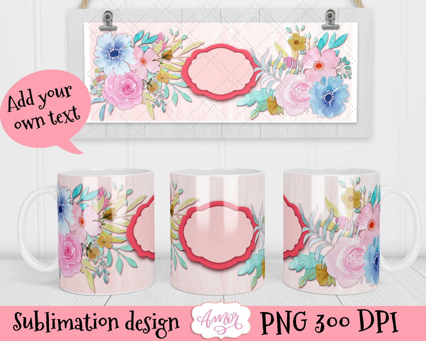 BUNDLE Floral Mug templates for custom mugs