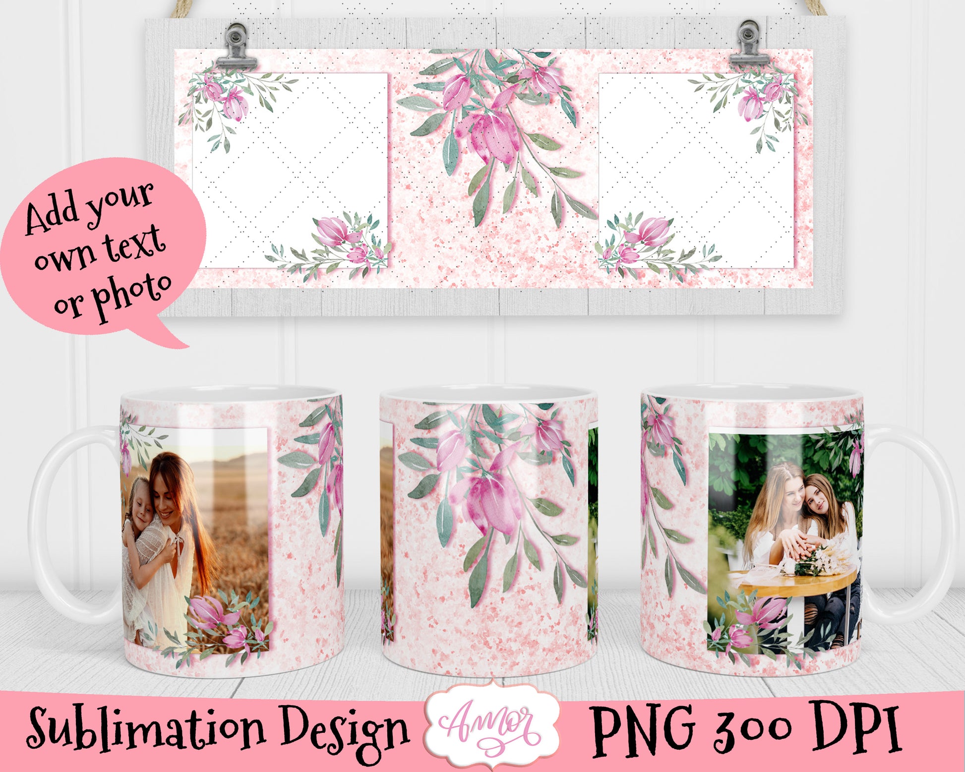 Floral Photo Mug sublimation Bundle