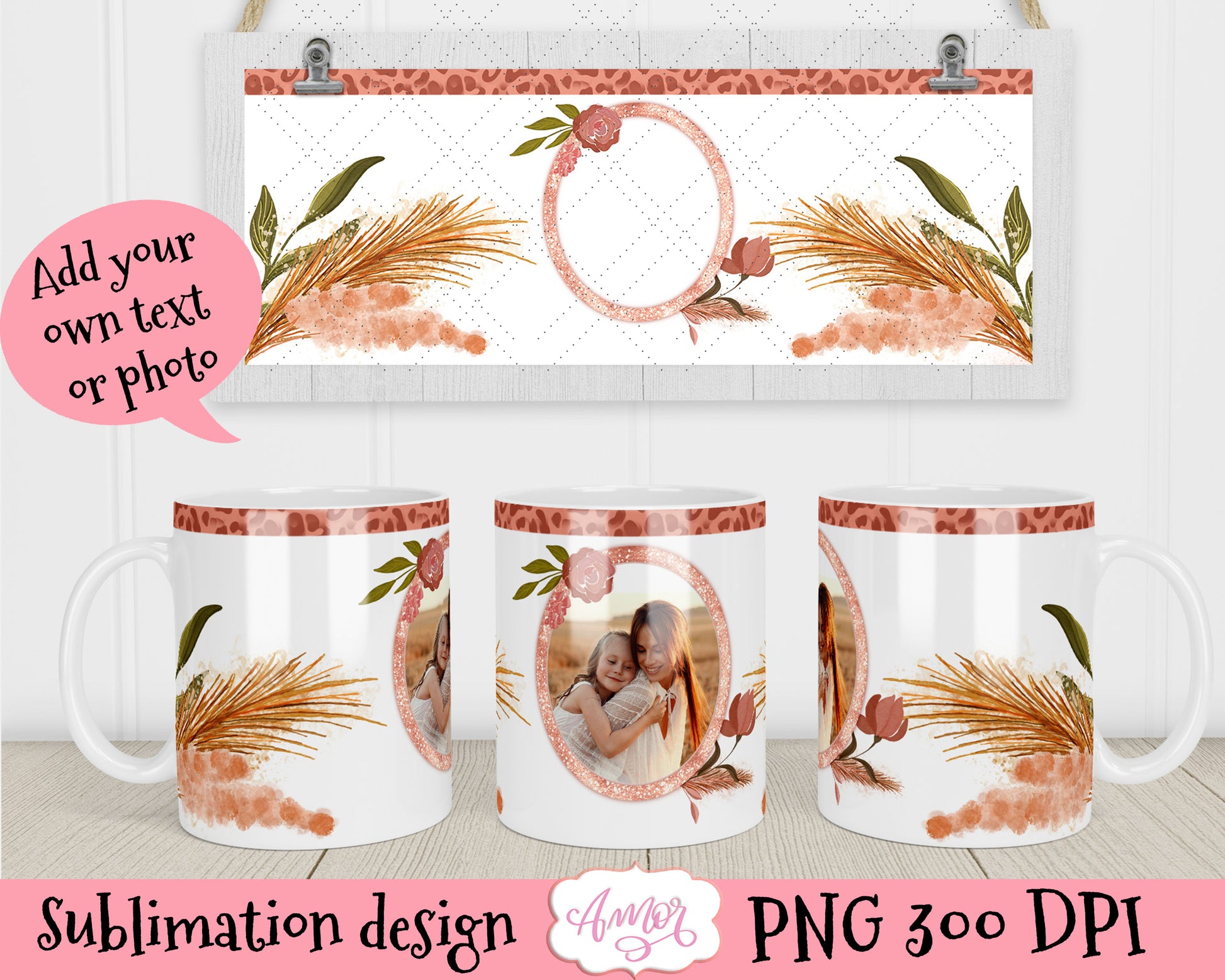 Bundle Boho Floral 11oz mug sublimation design