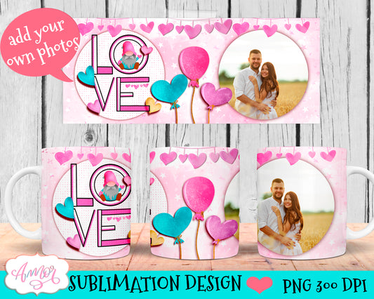Add your own photo mug Wrap for Sublimation | Valentines mug