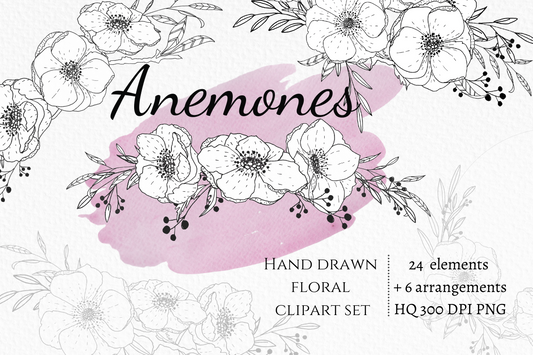 Anemone Wedding Flowers Clipart