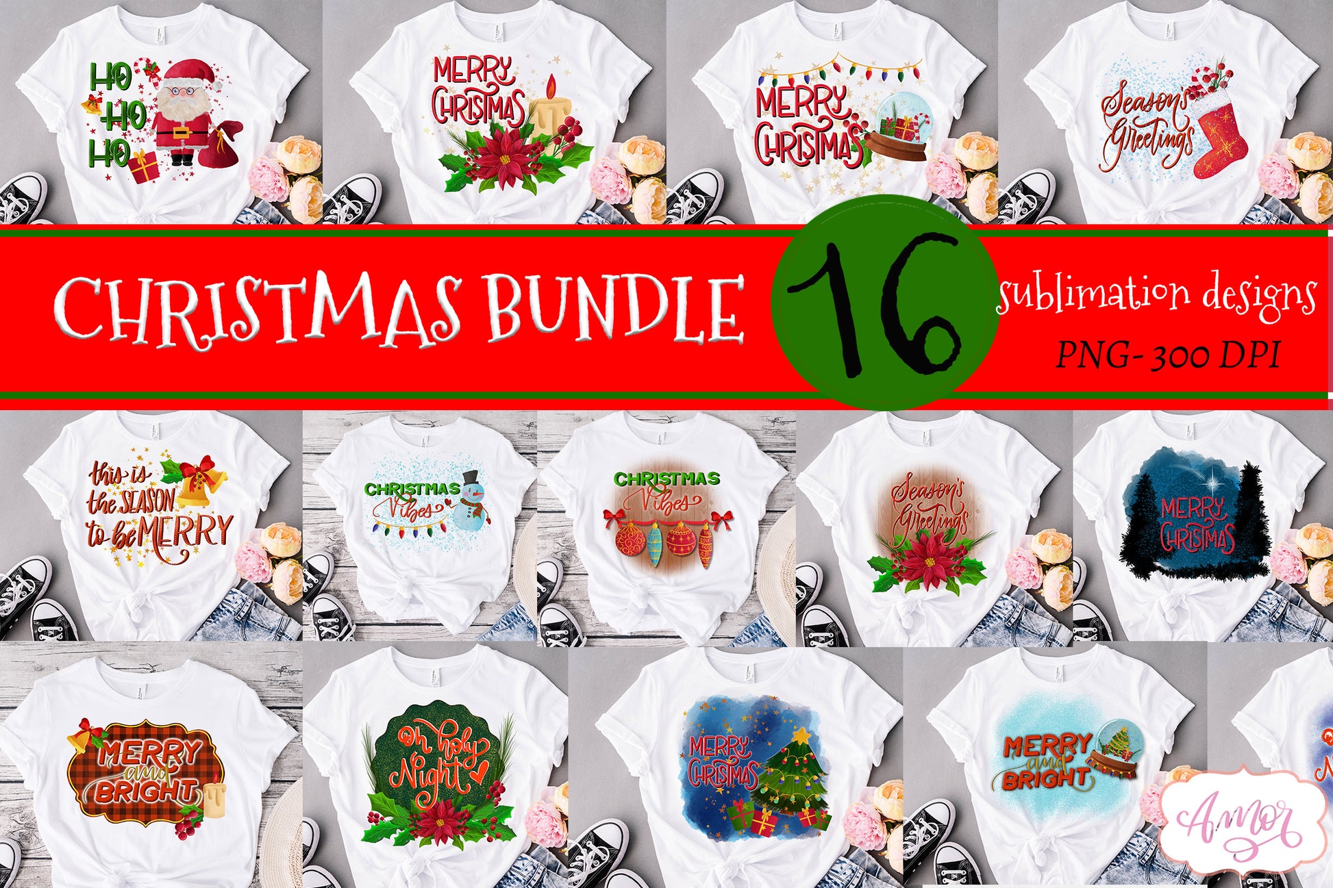 BUNDLE Christmas sublimation designs for T-shirts