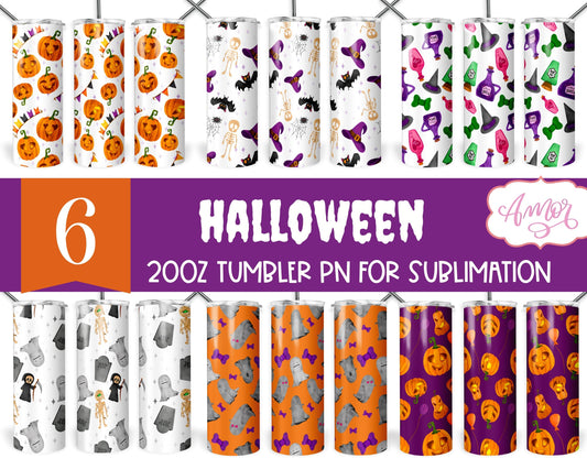 BUNDLE Halloween tumbler wrap PNG for sublimation