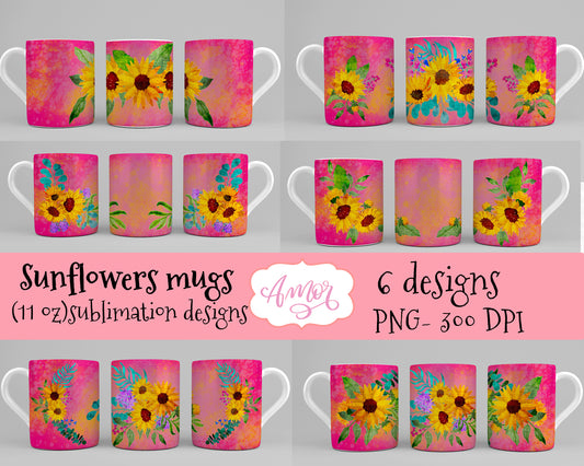 BUNDLE Sunflower PNG template designs for mug sublimation