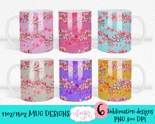 BUNDLE floral 11oz and 15oz Mug Sublimation Designs