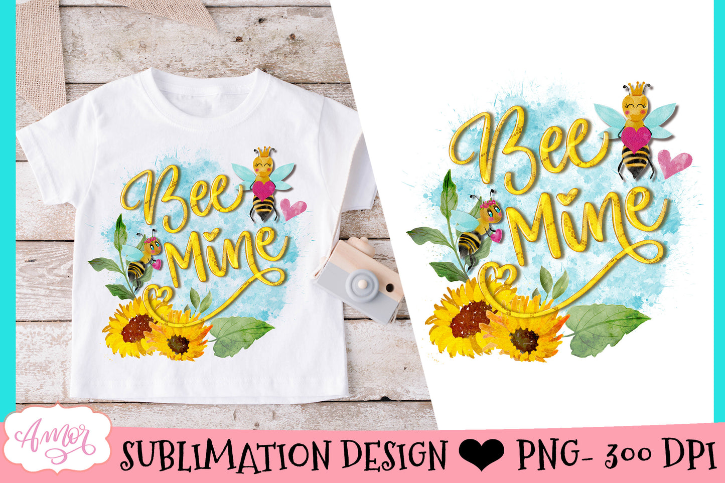 Bee mine cute sublimation design for T-shirts