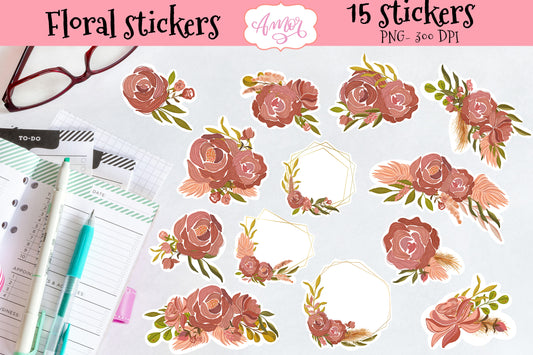 Boho Floral Printable stickers