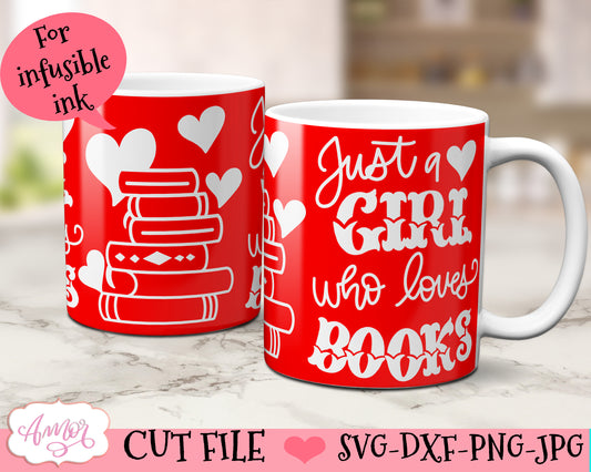 Book lover Mug Wrap SVG for Cricut infusible ink