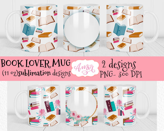 Books lover designs for mug sublimation 11 oz
