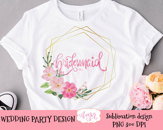 Bridesmaid PNG sublimation design for T-shirts