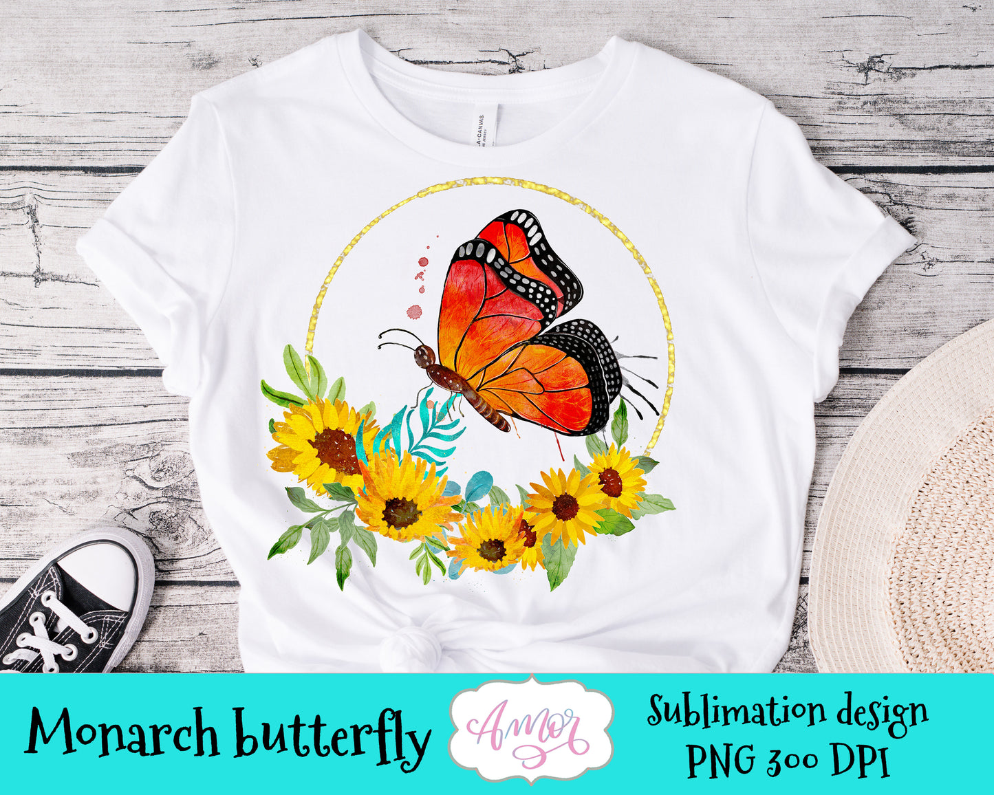 Butterfly PNG sublimation design for T-shirts