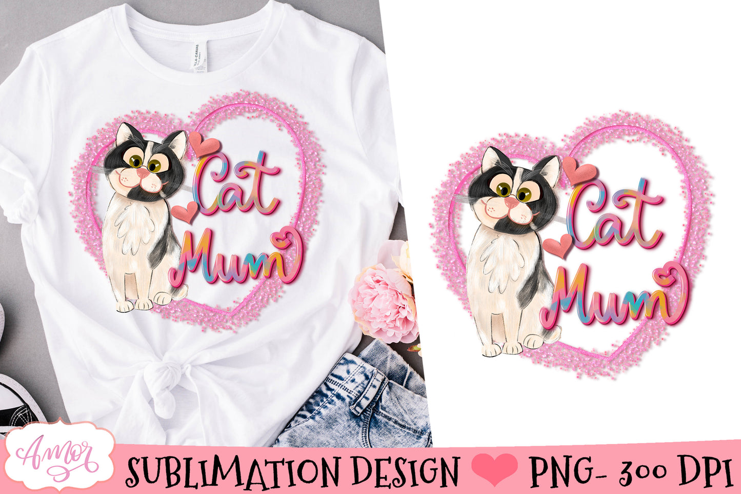 Cat mum Sublimation Design for T-shirts and mugs