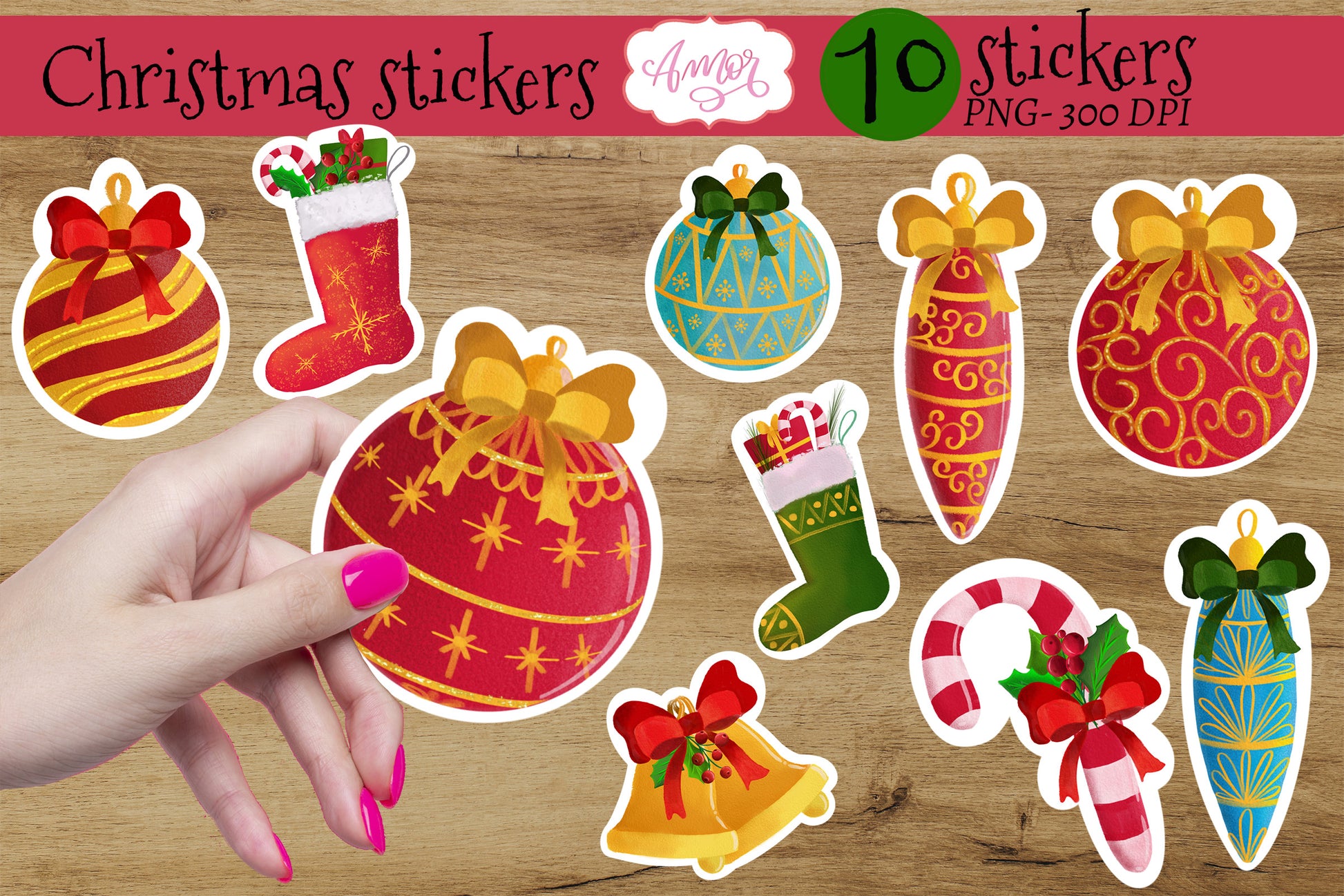 Christmas Ornaments Stickers for print then cut