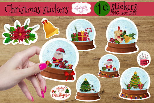 Christmas Snowglobe Stickers for print then cut