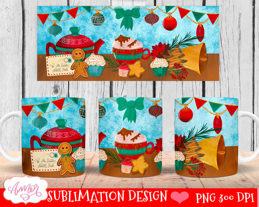 Christmas cocoa and cookies design for mug sublimation