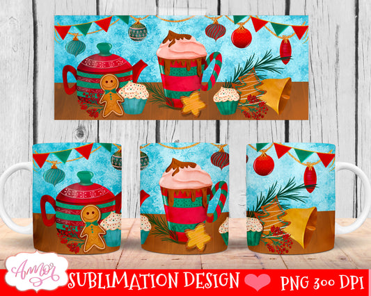 Christmas cocoa and cookies design for mug sublimation