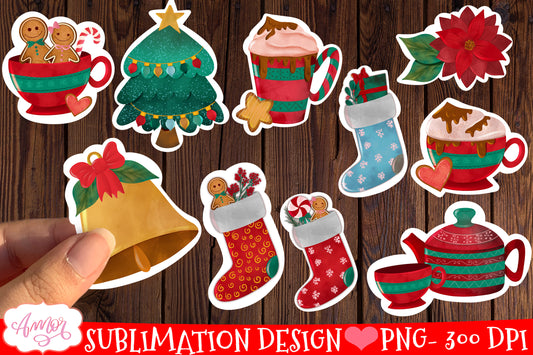 Christmas stickers for print then cut