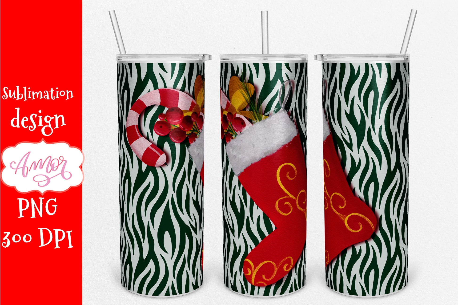 Christmas sublimation design for 20oz skinny tumbler