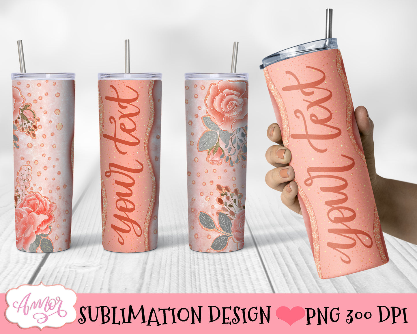 Customizable Tumbler Wrap for Sublimation PNG