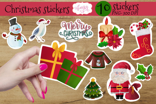 Cute Christmas Stickers for print then cut