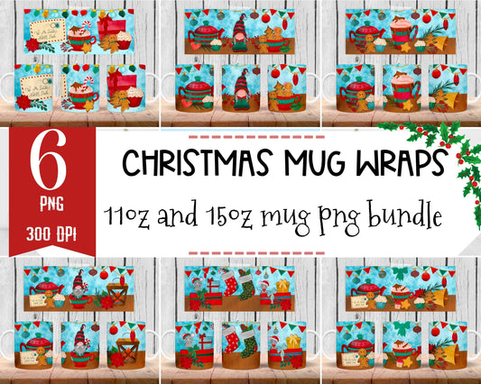 Cute Christmas mug wraps for sublimation BUNDLE