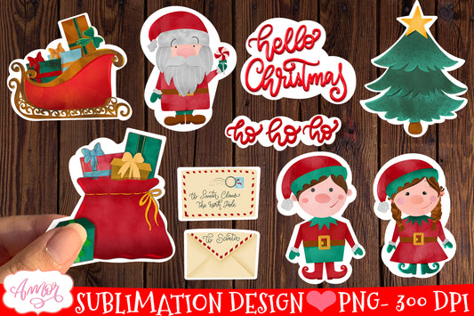 Cute Christmas stickers for print then cut