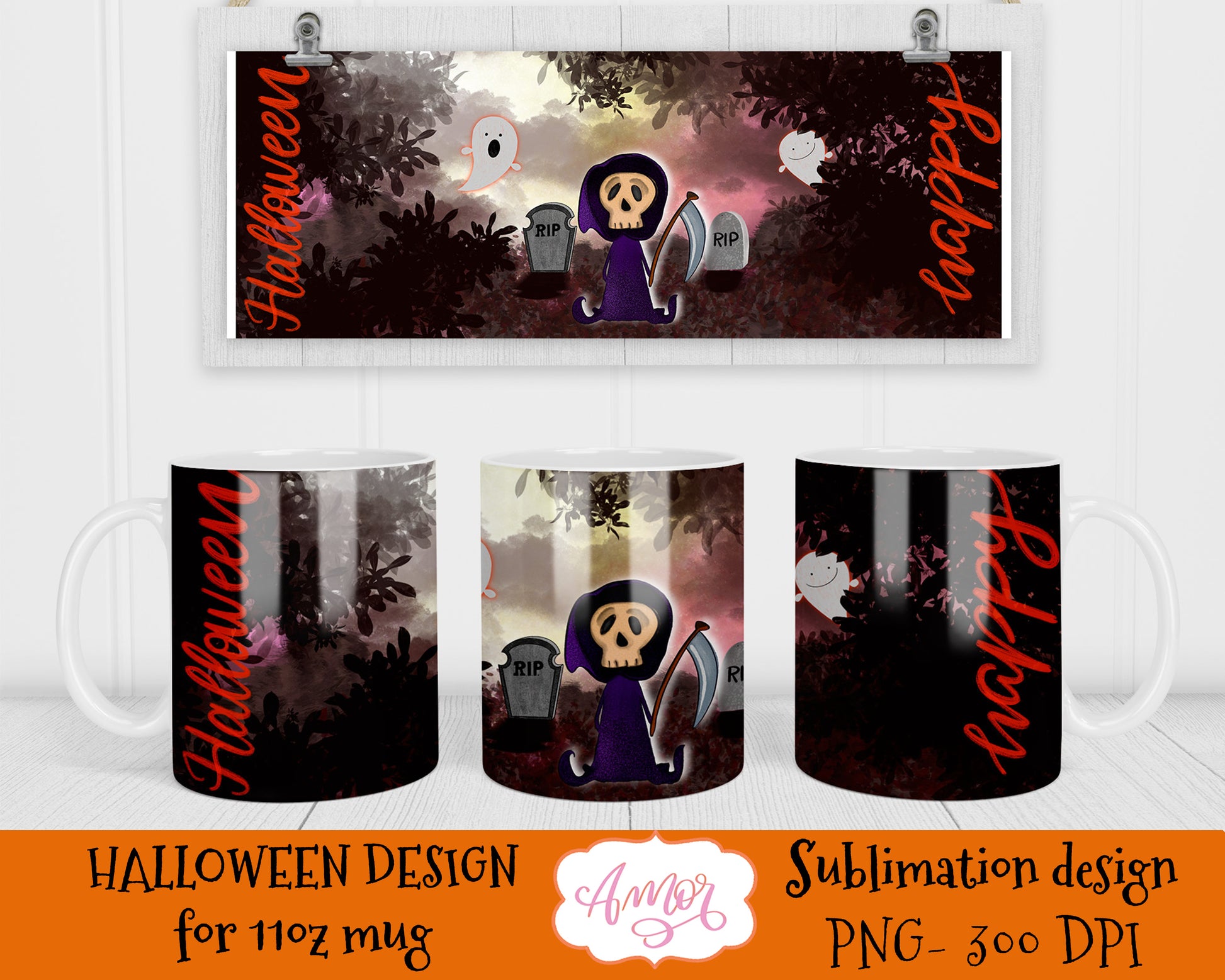 Cute Halloween mug sublimation design