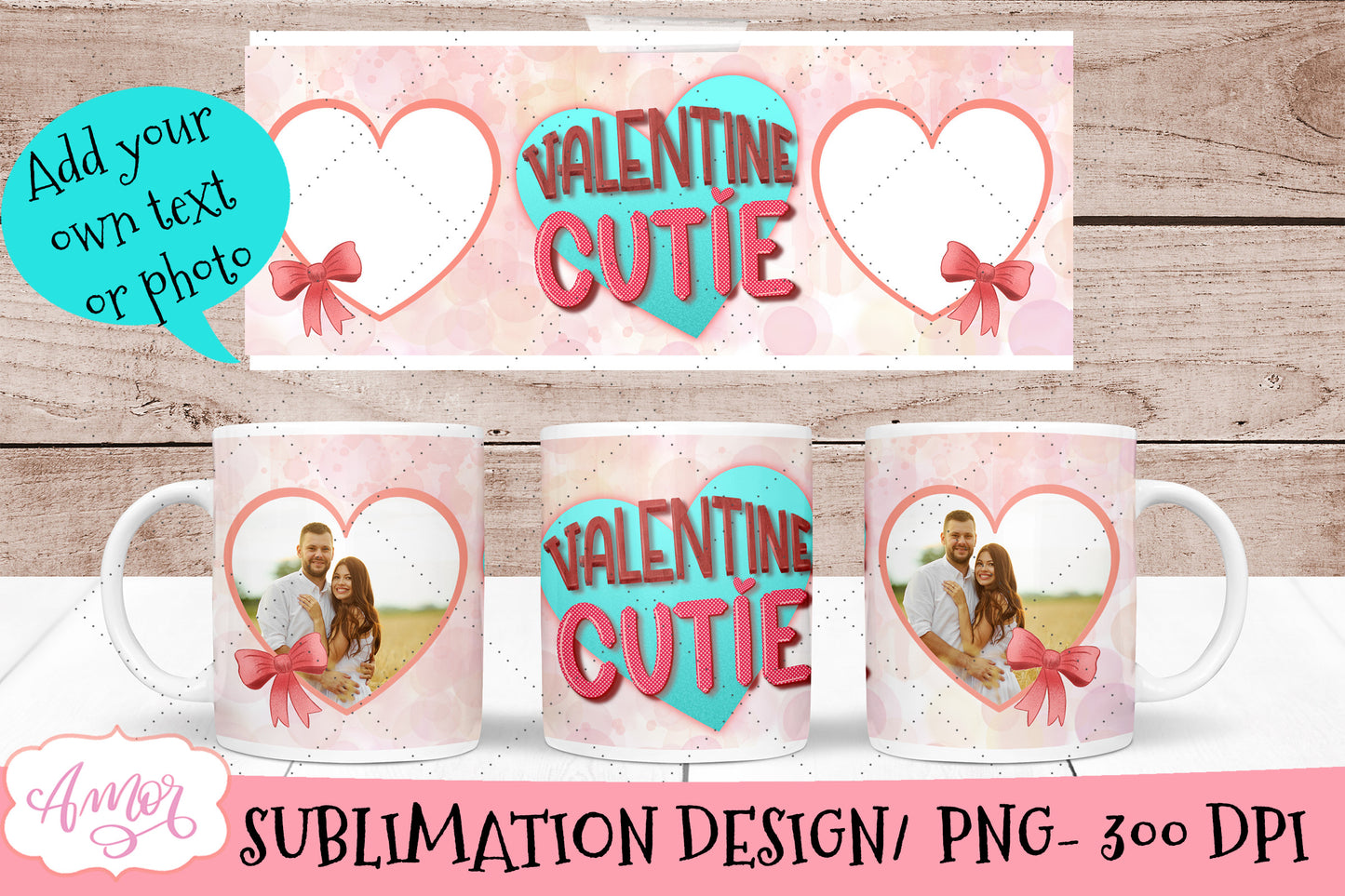 Valentines Photo Mug Wrap for Sublimation Bundle