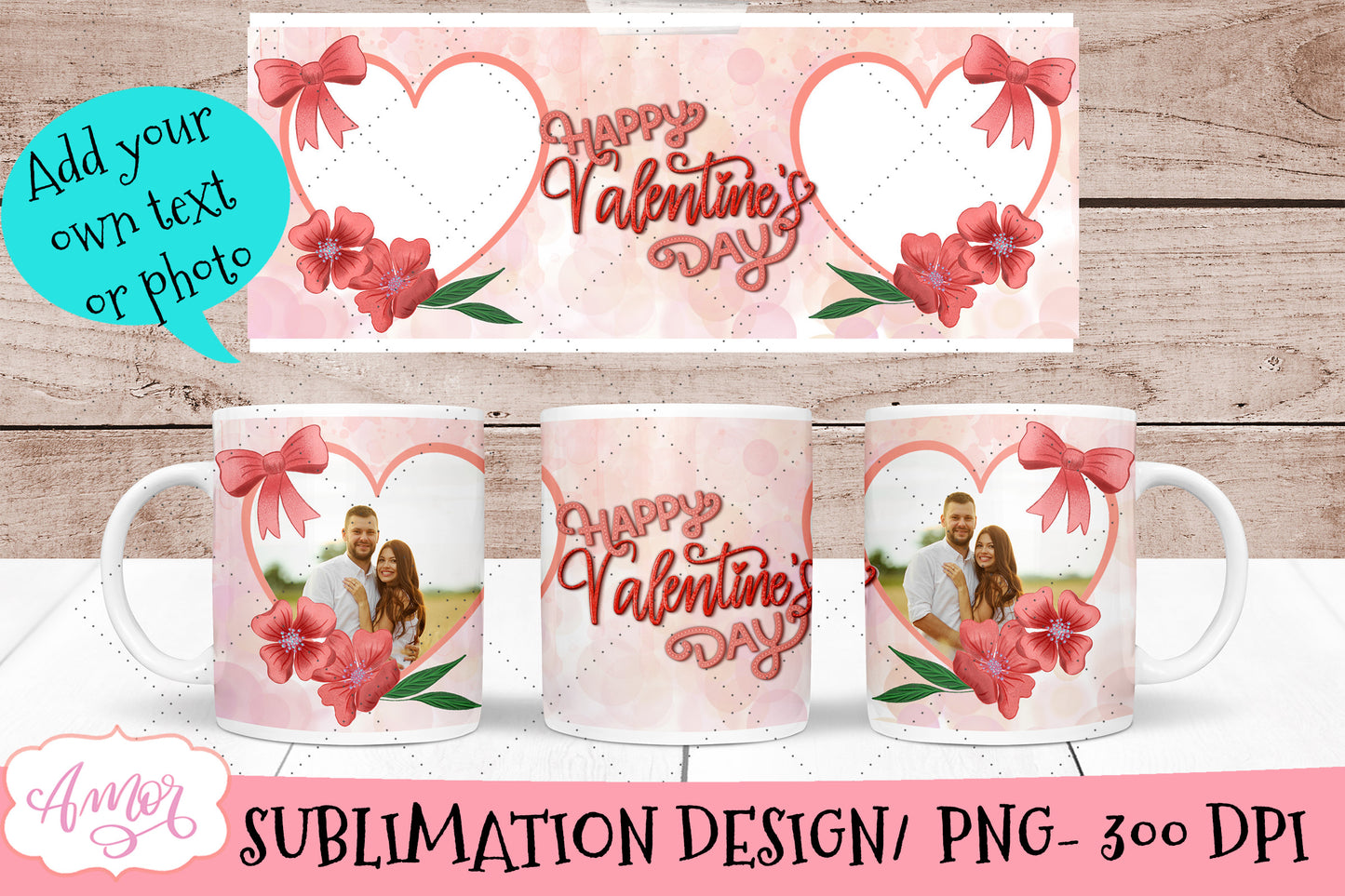 Valentines Photo Mug Wrap for Sublimation Bundle
