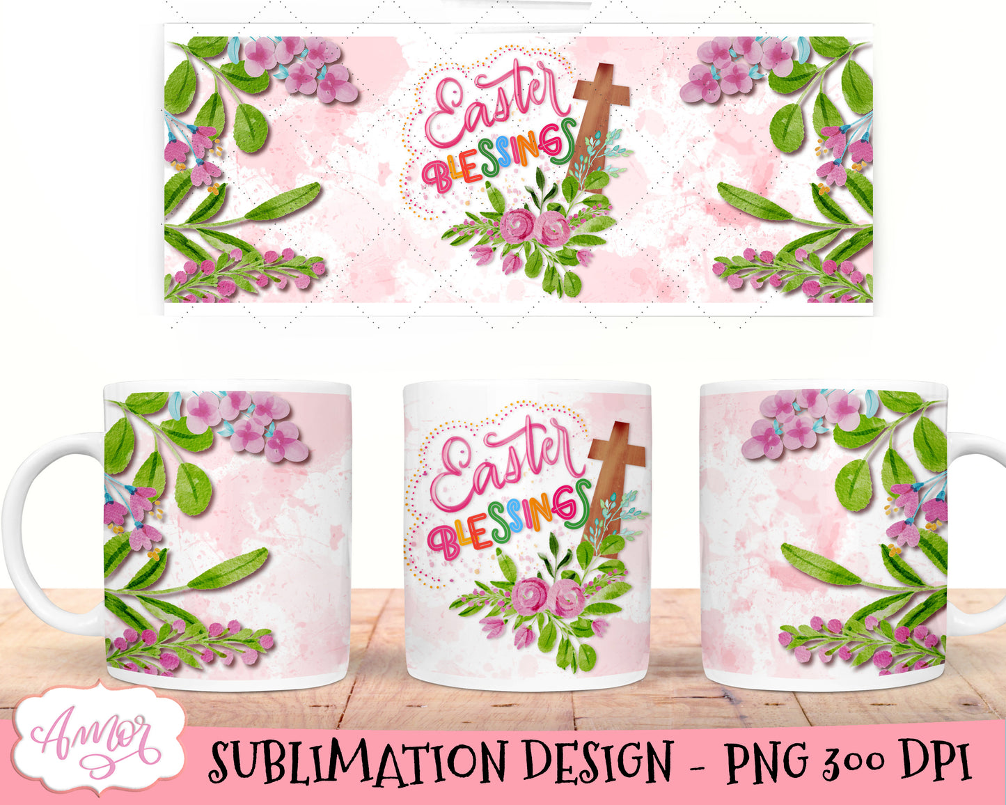 Easter blessings mug design for sublimation