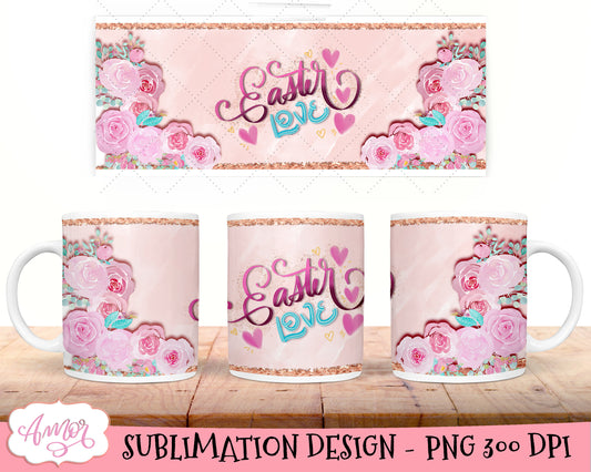 Easter love floral mug wrap for sublimation