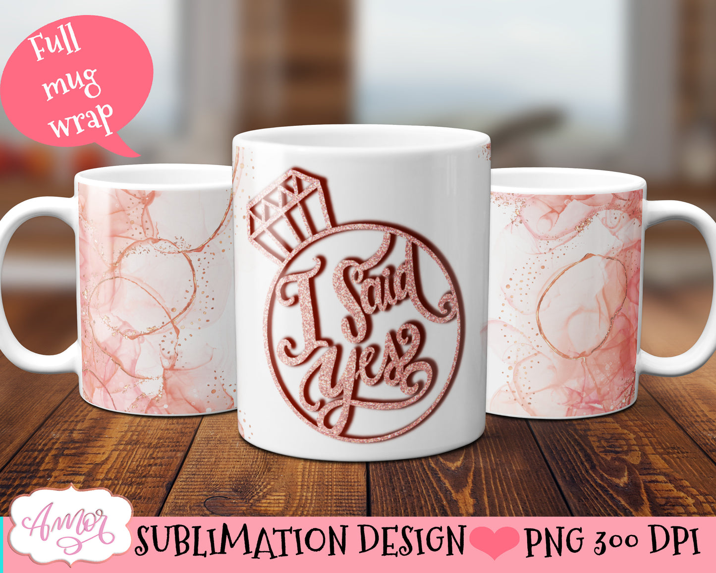 Engagement mug wrap PNG sublimation