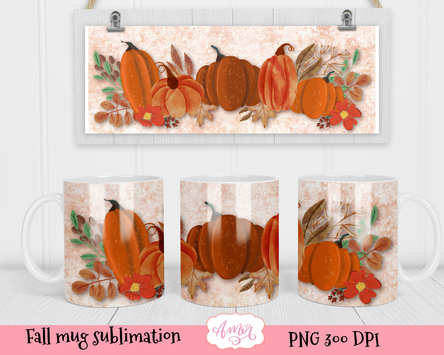 Fall Pumpkins 11oz mug sublimation design