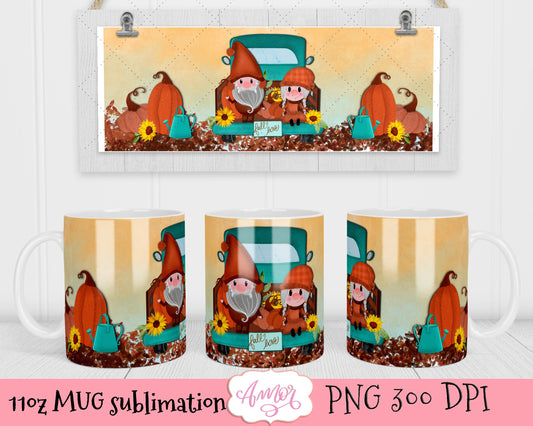 Fall Truck design for 11oz mug sublimation