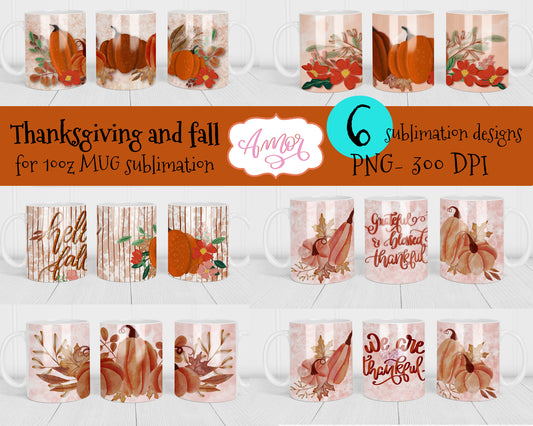 Fall and Thanksgiving Designs for mug sublimation 11oz BUNDLE