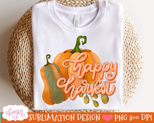 Fall pumpkin PNG for Sublimation |Happy Harvest PNG