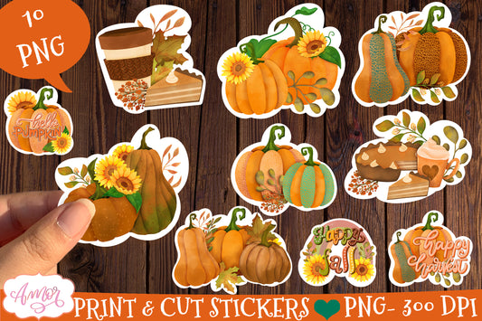 Fall stickers for print then cut on Cricut or Silhouette PNG