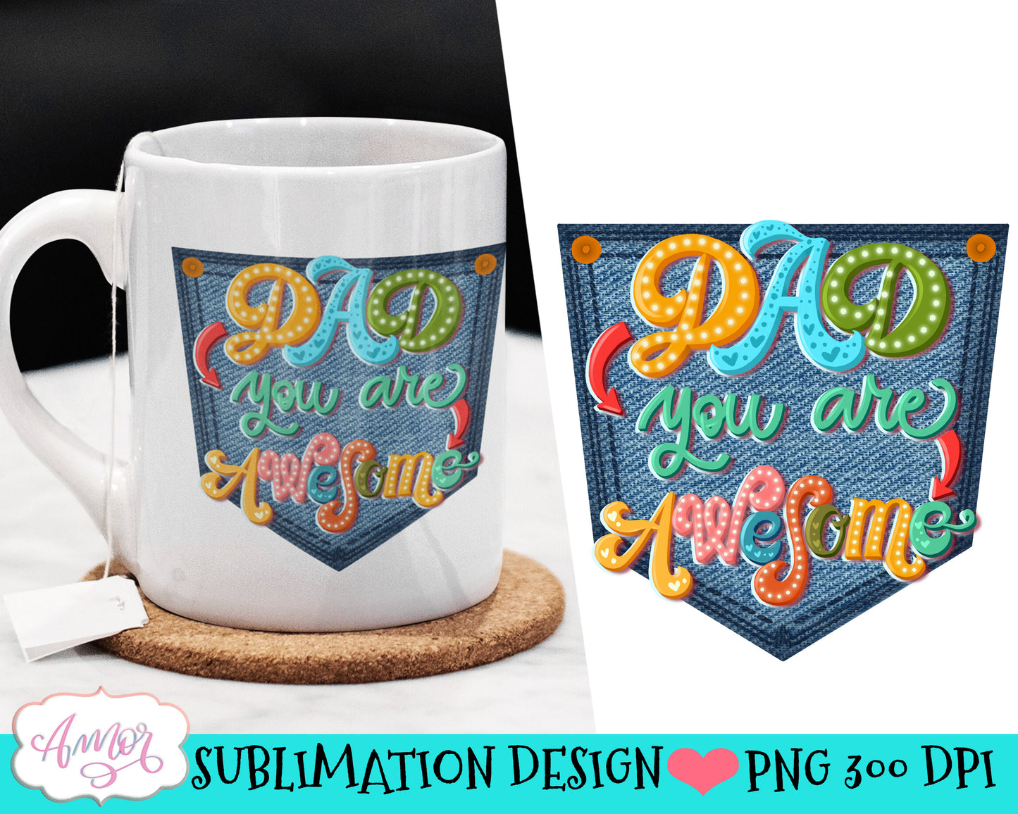 Father's day sublimation design for T-shirts and mugs