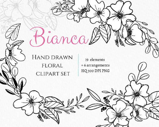 Floral Line Wedding Clipart