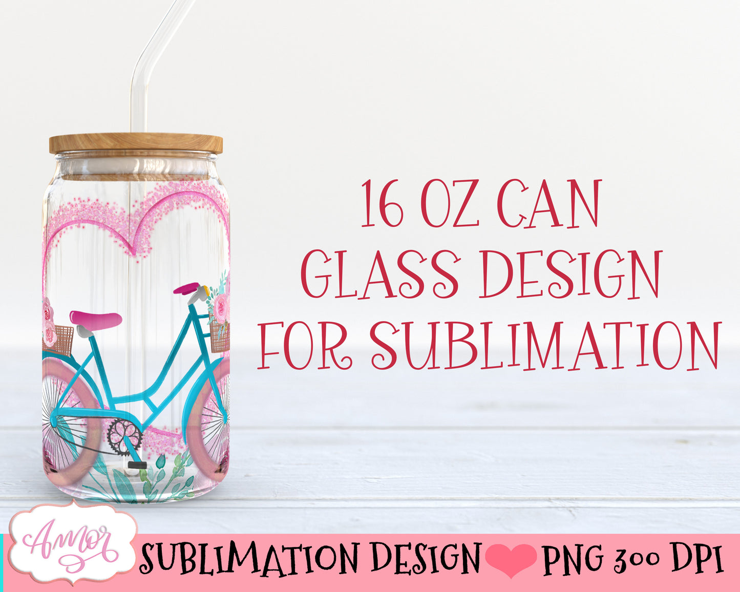 Floral glass can wrap for sublimation