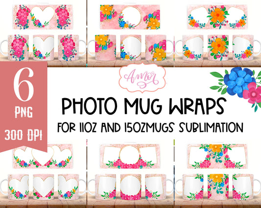 Floral photo customizable mug sublimation Bundle