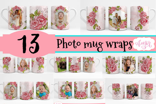 Floral photo mug sublimation Bundle