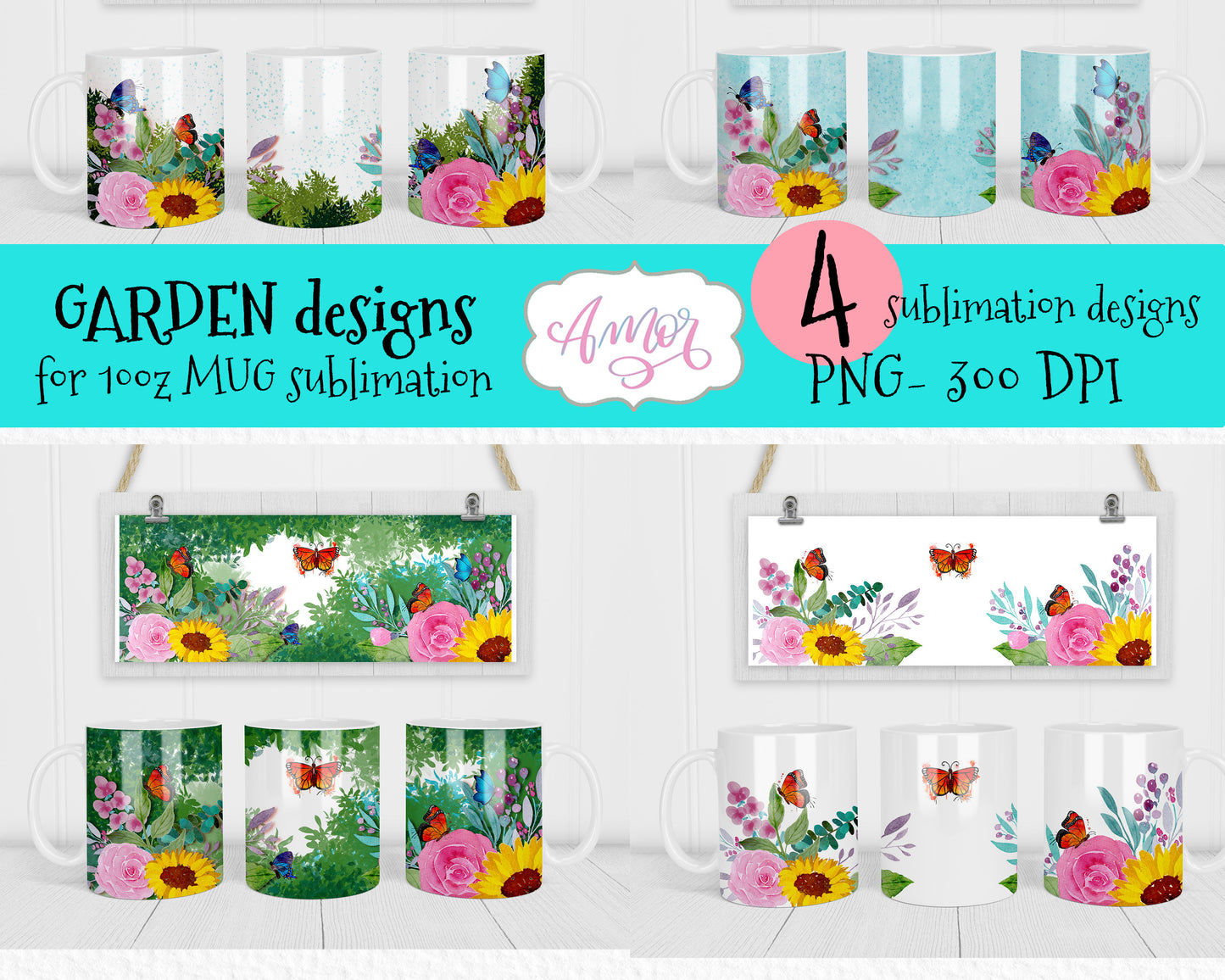 Garden designs for 11oz coffee mug sublimation bundle