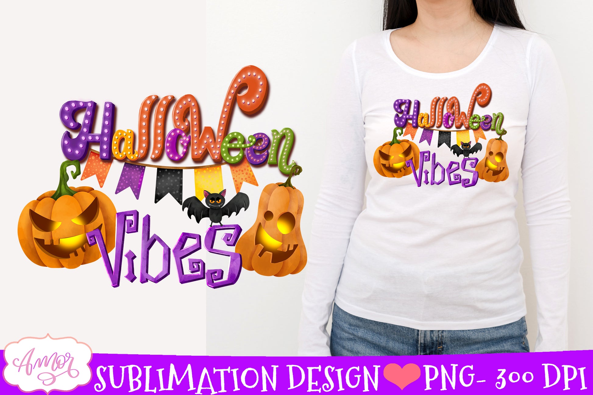 Halloween vibes Sublimation PNG | Cute Halloween design PNG