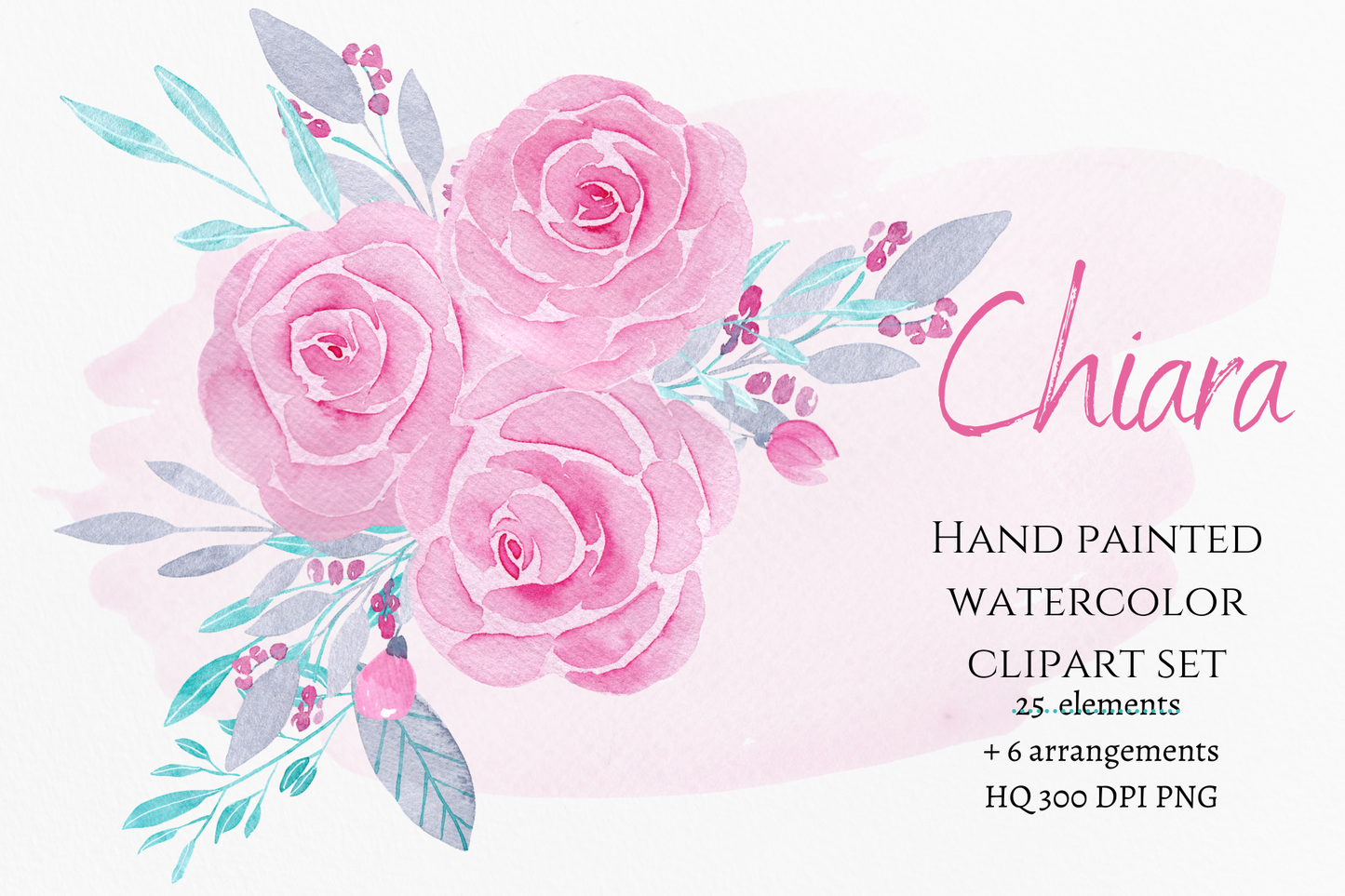 Hand painted floral graphics for invitations