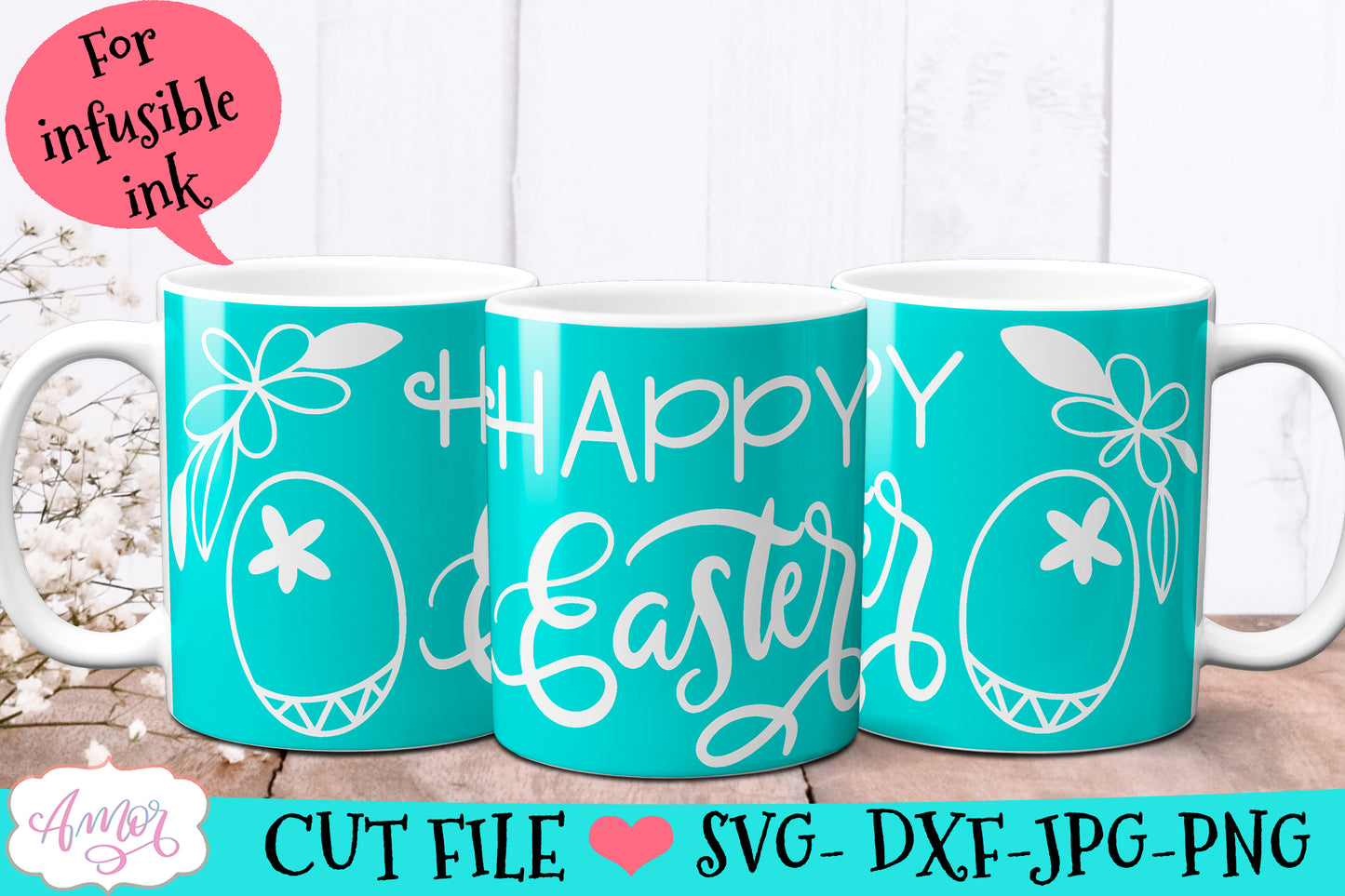 Happy Easter Mug Wrap SVG for Cricut infusible ink