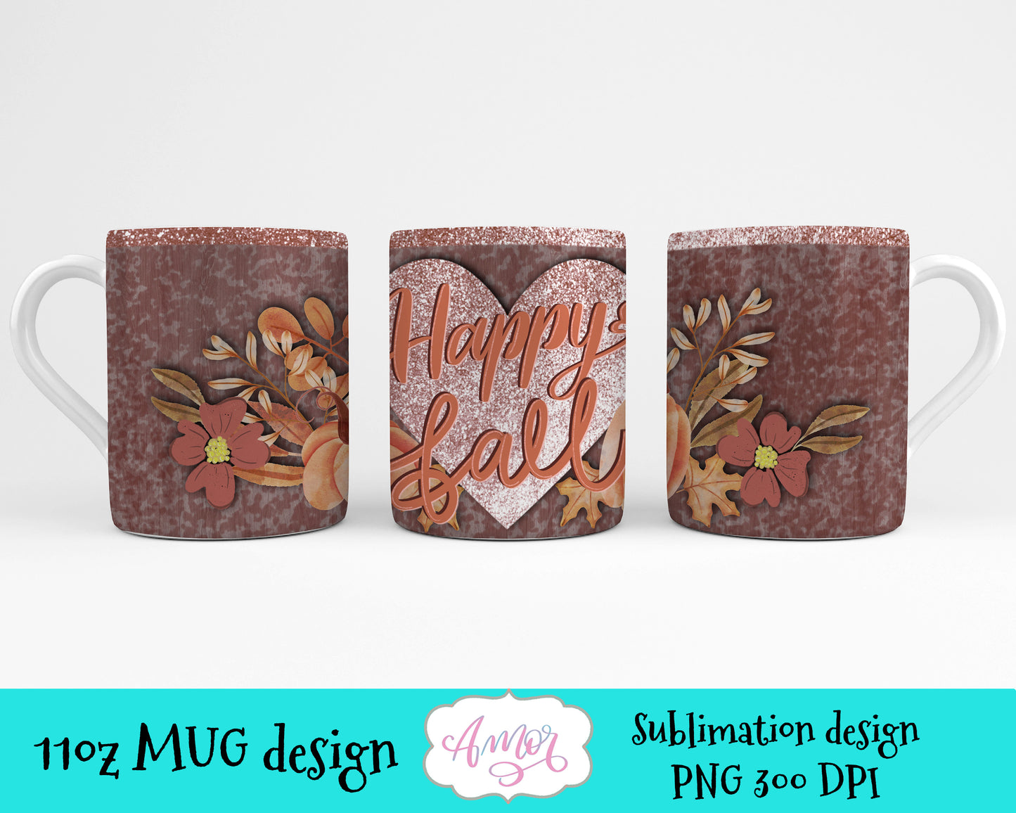 Happy Fall 11oz mug sublimation design