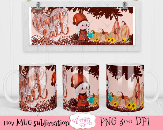 Happy Fall 11oz mug sublimation design