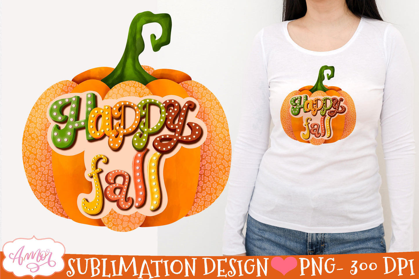 Happy Fall PNG for Sublimation |Fall pumpkin PNG
