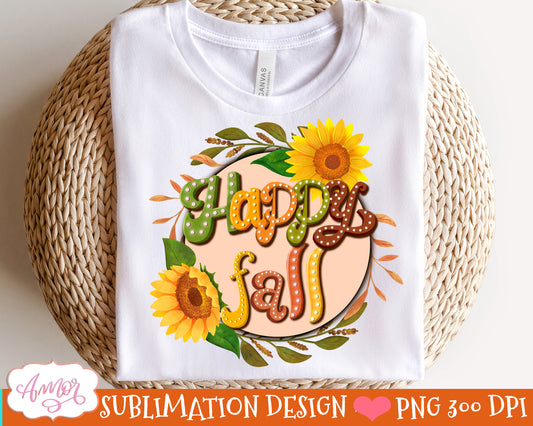 Happy Fall PNG for Sublimation |Fall wreath PNG